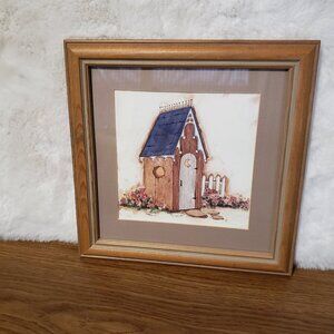 Carol Robinson Outhouse Painting Print Wall Decor Picture Vintage 1999 Powder Rm